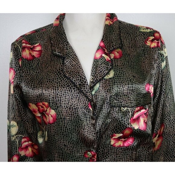 WOMEN'S FLORAL SATIN SLEEPSHIRT - NIGHTGOWN - PAJAMAS - IVY & ANNABELLE - SIZE M - Picture 4 of 7